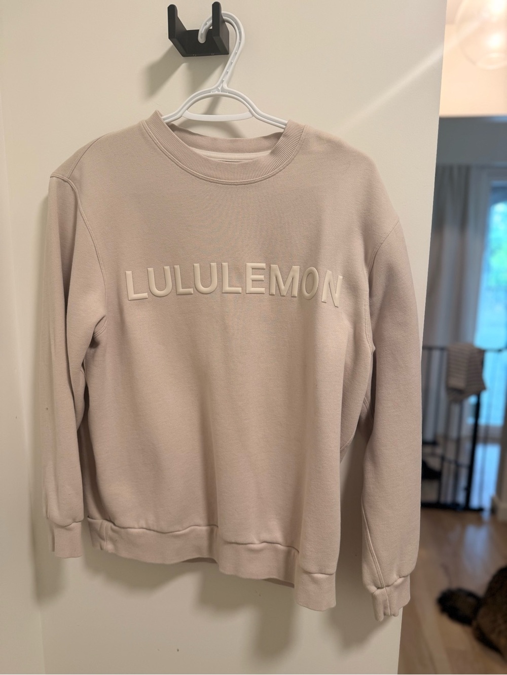 lululemon athletica Cream Crewneck Sweatshirt with Raised Logo